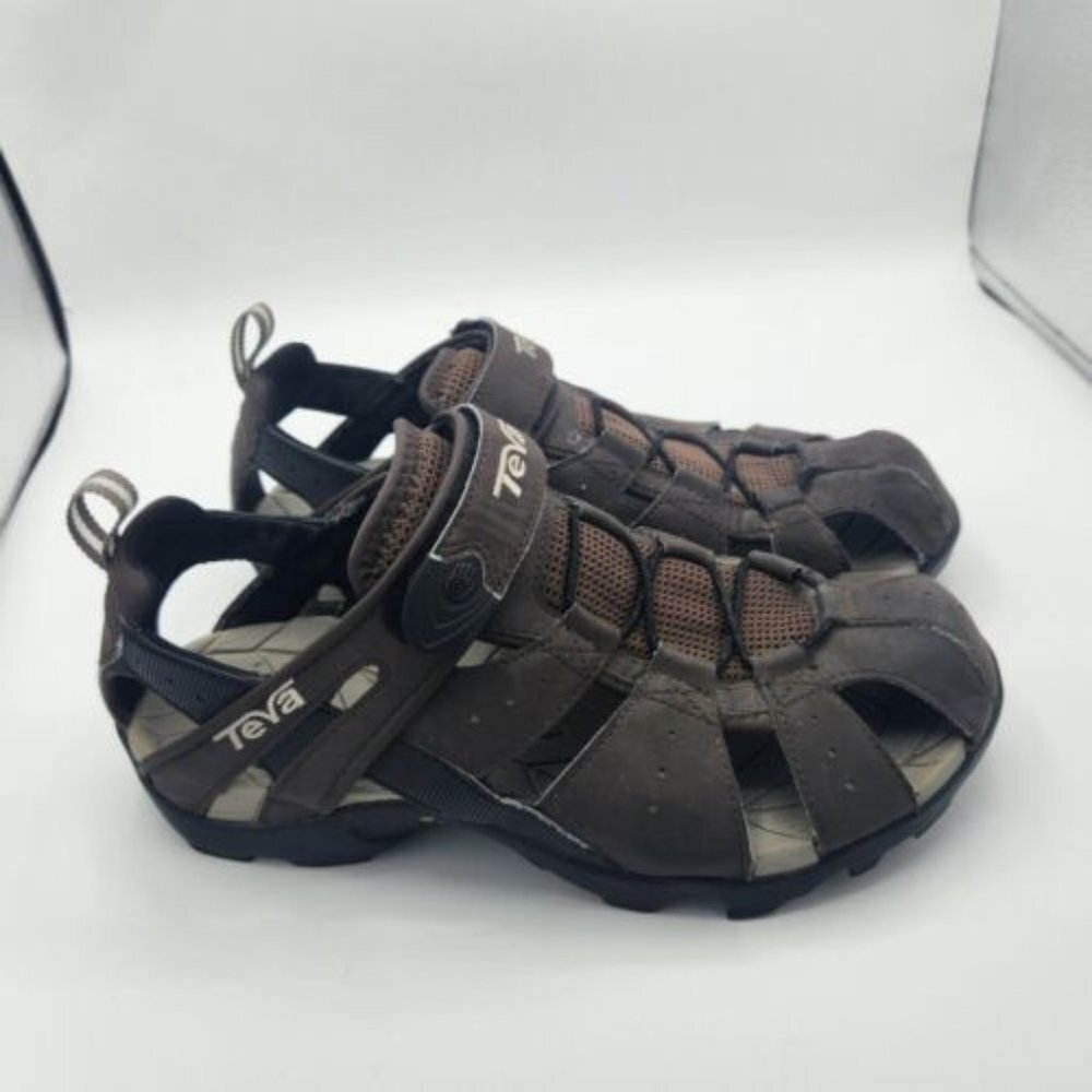 Teva Mens Size 8 Forebay Hook And Loop Brown Fisherman Sandals - Picture 1 of 9